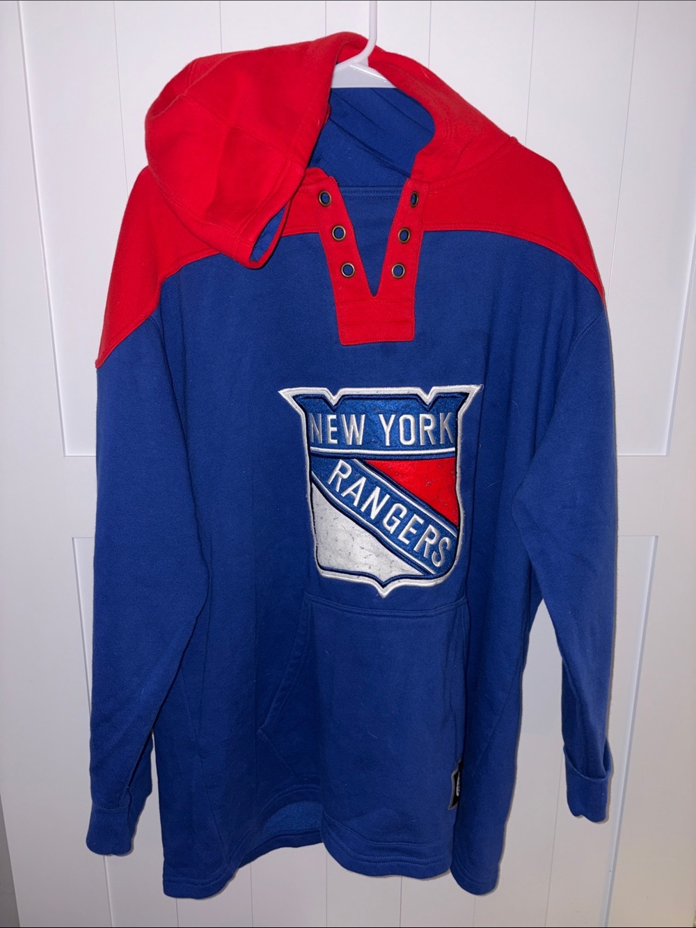 New York Rangers Blue and Red Hooded Pullover